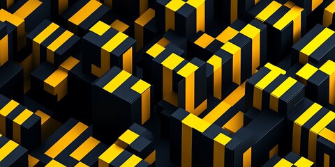 Poster - The pattern of interlacing cubes creates an abstract and dynamic composition with a strong visual impact. High-resolution, high-quality.