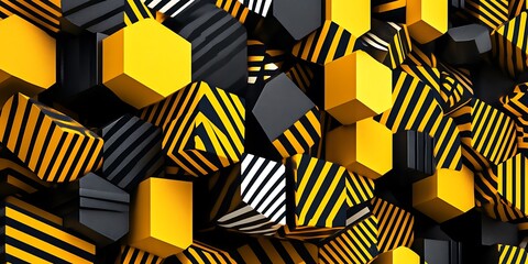 Poster - The pattern of interlacing cubes creates an abstract and dynamic composition with a strong visual impact. High-resolution, high-quality.