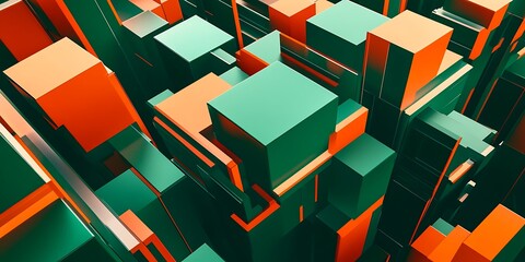 Poster - The pattern of interlacing cubes creates an abstract and dynamic composition with a strong visual impact. High-resolution, high-quality.