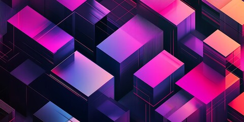 Poster - The pattern of interlacing cubes creates an abstract and dynamic composition with a strong visual impact. High-resolution, high-quality.