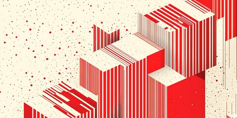 Poster - The pattern of interlacing cubes creates an abstract and dynamic composition with a strong visual impact. High-resolution, high-quality.