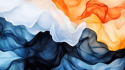 Poster - Muted watercolor splashes enveloping abstract obstacles evoking a sense of fluidity and challenge  The composition blends colors and shapes in a harmonious yet dynamic display