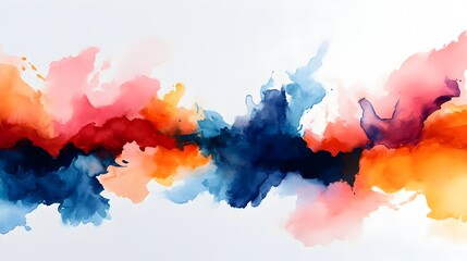 Poster - Muted watercolor splashes enveloping abstract obstacles evoking a sense of fluidity and challenge  The image features a dynamic and expressive composition of colorful paint strokes
