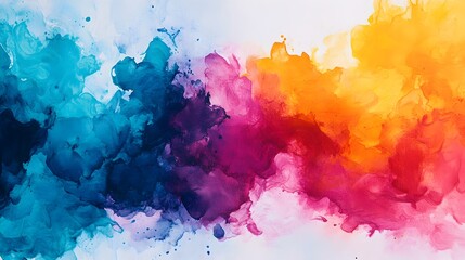 Poster - Vivid watercolor splashes converging into jagged obstacles symbolizing the dynamic struggle and creative energy of the process  This abstract composition captures the fluid motion contrast