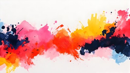 Poster - Chaotic watercolor splashes blocked by sharp geometric forms create a dynamic and expressive abstract art composition  Vibrant colors fluid movement