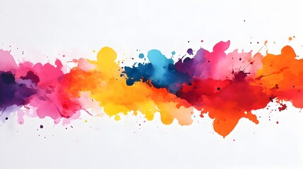 Poster - Watercolor splashes erupting around geometric barriers expressing a sense of creative defiance and bold expression  The dynamic fluid movement of the paint contrasts with the rigid angular forms