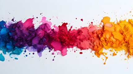 Poster - Watercolor splashes and eruptions bursting forth around geometric barriers