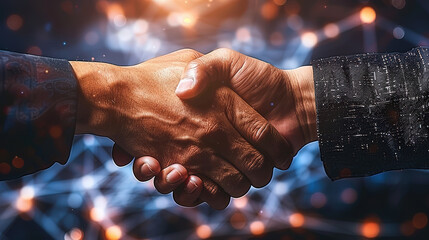 Successful business deal handshake symbolizes collaboration and partnership. image captures essence of trust and mutual agreement in professional setting, highlighting importance of teamwork