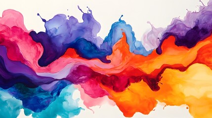 Poster - Energetic watercolor splashes and brushstrokes creating a frenzy of jagged obstacle like formations in a vibrant modern abstract scene