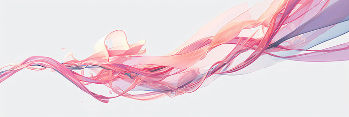 Poster - An abstract illustration of flowing, translucent ribbons in shades of pink and purple creates a dynamic visual effect against a light background for graphic resources.