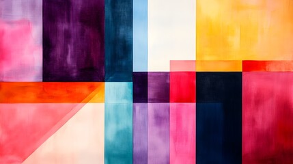 Poster - Fluid watercolor splashes encapsulating and wrapping around geometric barriers creating a vibrant abstract fusion of form color and digital expression