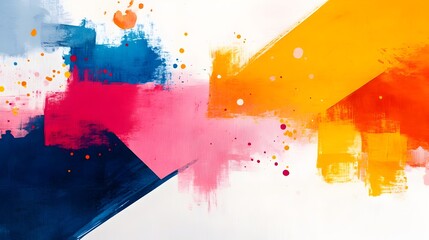 Poster - Vibrant Watercolor Dispersing Around Geometric Barriers a Visual Metaphor for Overcoming Challenges and Finding Balance in Chaos