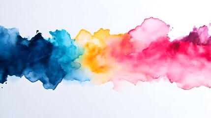 Poster - Soft watercolor splashes transforming into solid geometric obstacles blending fluidity and rigidity in a dynamic contemporary composition