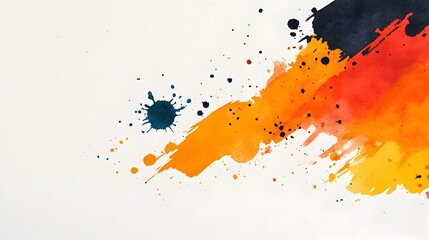 Poster - Geometric shapes and obstacles disrupted and pierced by fluid vibrant watercolor splashes and splatters representing creative energy dynamic motion and conceptual disruption