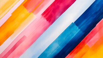 Poster - Bold watercolor splashes dynamically weaving through angular jagged obstacles in a vibrant expressive abstract composition