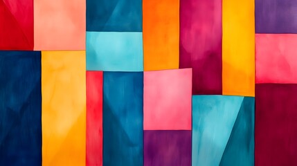 Poster - Vibrant and dynamic watercolor splashes weaving through angular jagged geometric obstacles creating a captivating abstract composition with a sense of movement and energy