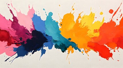 Poster - Dramatic abstract image depicting colorful watercolor paint explosions colliding and deflecting off sharp geometric barrier structures creating a bold dynamic and visually striking scene