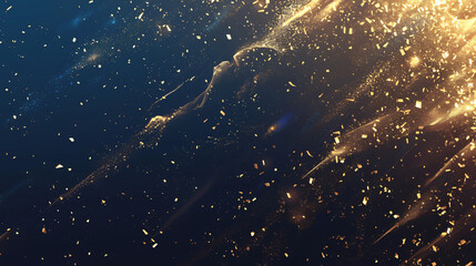 Poster - An abstract design displays shimmering particles and glowing streaks against a deep blue background, creating a sense of movement and energy for graphic resources.