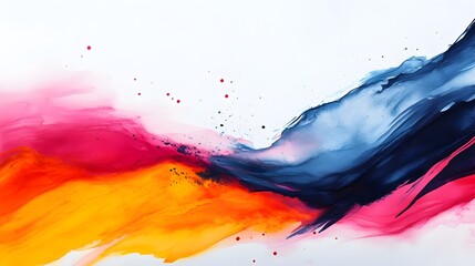 Poster - Vibrant watercolor splashes flowing and clashing against angular obstacles in a dynamic captivating and visually striking composition  This abstract artwork showcases an interplay of fluid