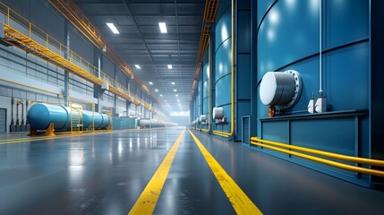 Poster - illuminated industrial gas processing plant at night with complex machinery and equipment including 