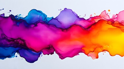Poster - Vibrant Watercolor Splash Barrier of Abstract Lines and Shapes Depicting Dynamic Motion and Texture  Digital Fluid Art with Calming and Mesmerizing Aesthetic for Interior Design Wall Art