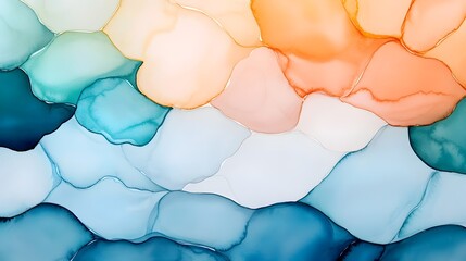 Poster - Delicate watercolor splashes build a barrier of uneven organic shapes creating a soft ethereal abstract composition with a serene dreamlike atmosphere
