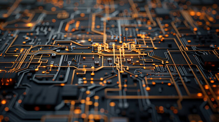 Aufkleber - Futuristic technology network with glowing nodes and intricate circuitry, showcasing vibrant and dynamic digital landscape. interconnected lines create sense of innovation and advancement