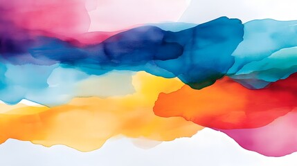 Poster - Captivating abstract art featuring a dynamic interplay of vibrant watercolor splashes and geometric obstacles creating a visually striking and contemporary digital
