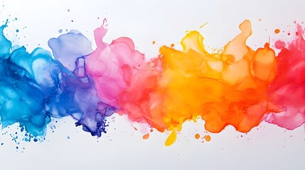 Poster - Vibrant watercolor splashes merging and colliding with rigid unyielding obstacles symbolizing the creative tension conflict and transformation that can occur when fluid