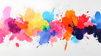 Poster - A dynamic composition of vibrant watercolor splashes colliding and interacting with abstract geometric obstacles conveying a sense of conflict and creative tension