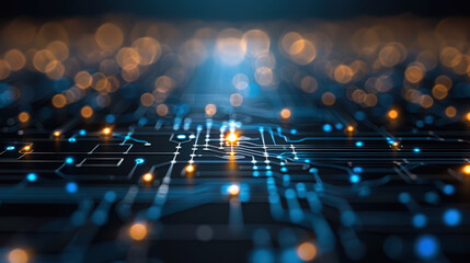 Aufkleber - glowing network of points and sleek lines creates mesmerizing digital landscape, showcasing intricate circuitry and vibrant lights