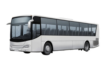 Wall Mural - modern white tour bus with large windows isolated on transparent background