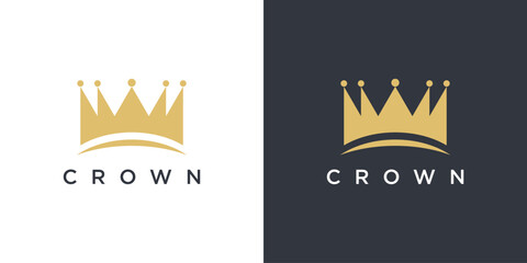 Sticker - Abstract gold crown logo. Royal king icon design. Premium Vector