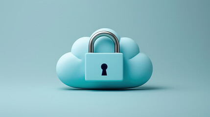 Secure cloud storage with padlock symbolizes data protection and privacy. This illustration emphasizes importance of safeguarding information in digital age