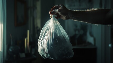 man carrying a garbage bag