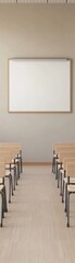 Aufkleber - Modern Classroom with Digital Whiteboard and Neatly Arranged Desks