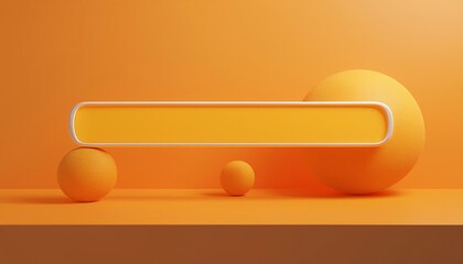 Poster - A vibrant orange scene featuring round shapes and a blank rectangular space, evoking a modern and minimalist aesthetic.
