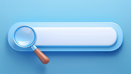 Poster - A clean and modern search bar with a magnifying glass icon, set against a light blue background, ideal for web and app interfaces.