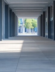 Poster - Modern Urban Hallway with Geometric Patterns and Natural Light