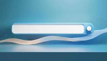 Poster - A minimalist search bar design against a soothing blue background, featuring a wave pattern that suggests dynamism and fluidity.