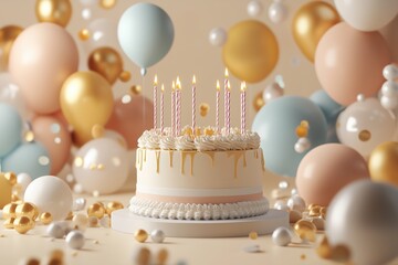 happy birthday party 3d by generative ai