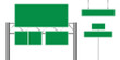 © Xharites - editable realistic blank green road sign with pole, street traffic symbols, Signaling plates, Caution danger or direction information for streets