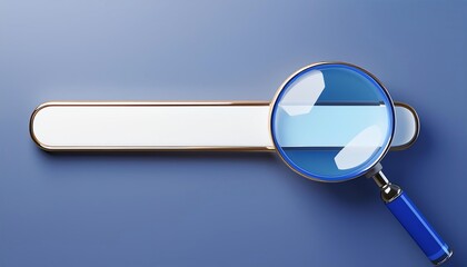 Poster - A magnifying glass hovers over a blank search bar, symbolizing online searching and examination.