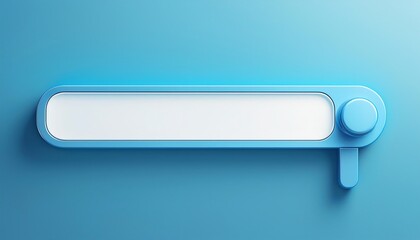Poster - A sleek, modern blue user interface element with a blank space for text and a circular knob for interaction, set against a smooth gradient background.