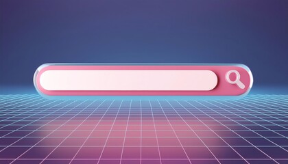 Poster - A digital search bar illustration on a futuristic grid background, emphasizing online search and technology.
