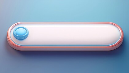 Poster - A sleek, modern button with a rounded rectangular shape and a prominent blue circular button on one side, set against a soft gradient background.