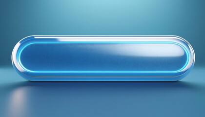 Poster - A sleek, elongated blue container with a smooth surface, set against a softly lit backdrop, exuding a modern and futuristic vibe.