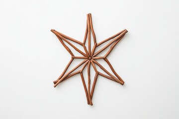 Rustic wooden star on white background: natural home decor and craft inspiration