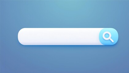Poster - A simple search bar illustration on a blue background, featuring a magnifying glass icon.