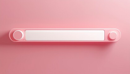 Poster - A minimalist pink interface element with a rectangular input area and circular buttons on either side.